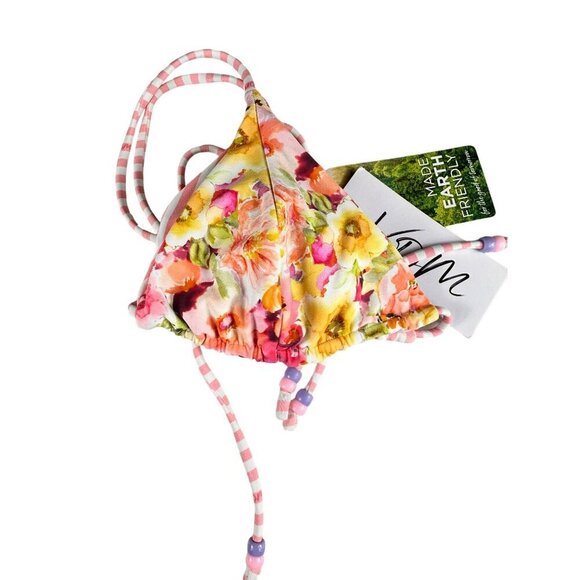 VDM Pink Yellow Prints Reversible Triangle Bikini Top Size Medium - Picture 7 of 14